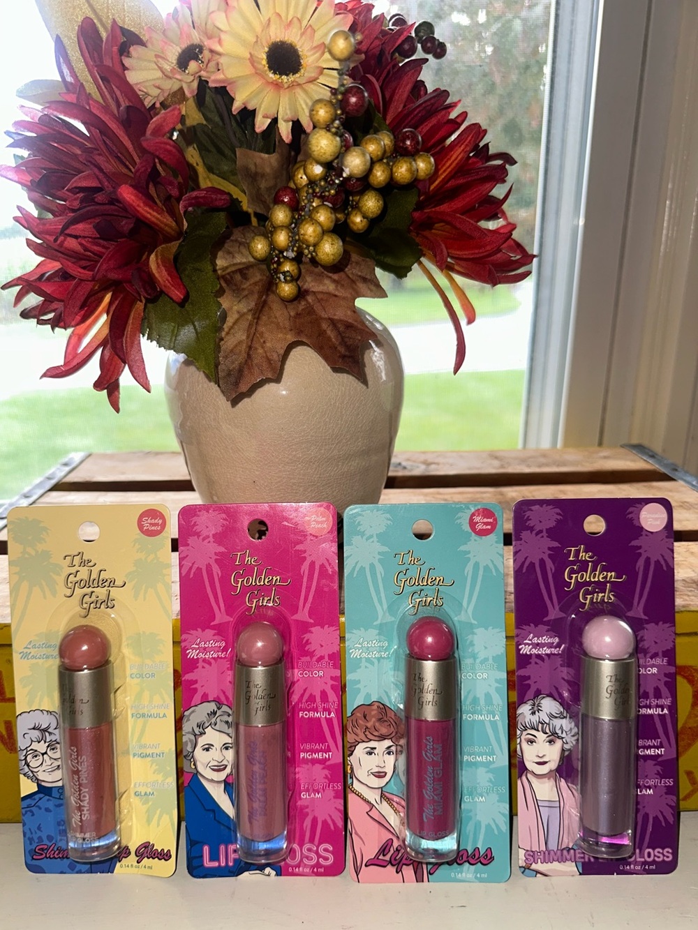 The Golden Girls Shine & Shimmer Lip Gloss- Round top Entire 4 piece Collection
